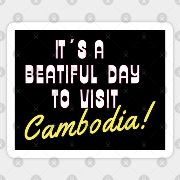 Cambodia White text.  Gift Ideas For The Travel Enthusiast. Sticker by Papilio Art